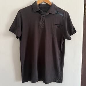 Y2K Vintage G STAR RAW | Dark Gray Chest Pocket Short Sleeve Polo Shirt | Medium